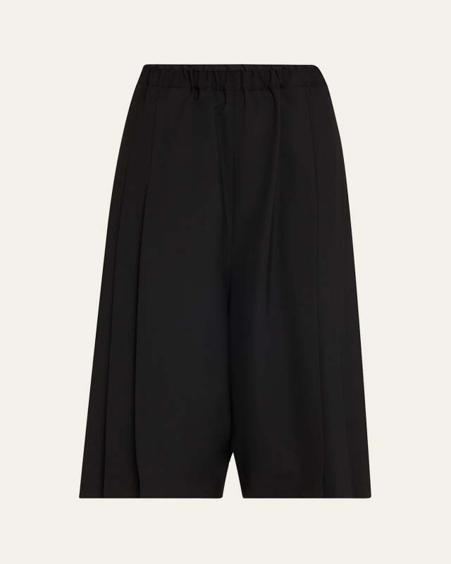 Elastic Waist Wide Leg Wool Pants